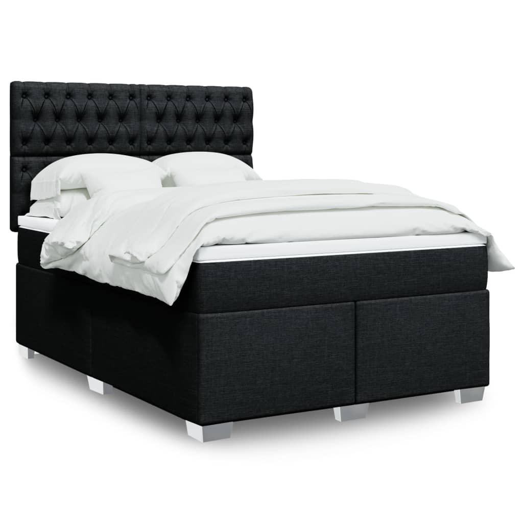 Sommier à lattes de lit avec matelas Noir 140x200 cm Tissu - XIOS