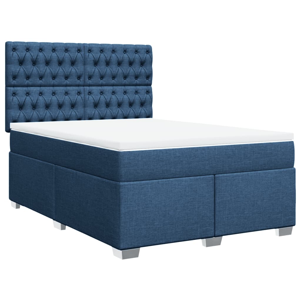 Sommier à lattes de lit avec matelas Bleu 140x200 cm Tissu - XIOS
