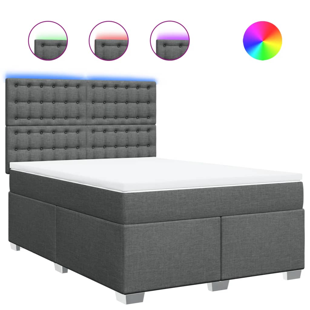 Sommier à lattes de lit avec matelas Gris foncé 140x200cm Tissu - XIOS