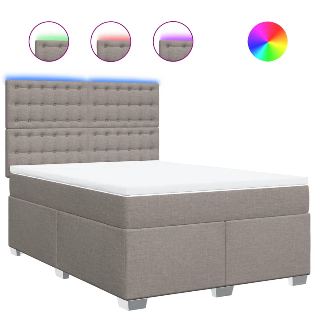 Sommier à lattes de lit avec matelas Taupe 140x200 cm Tissu - XIOS