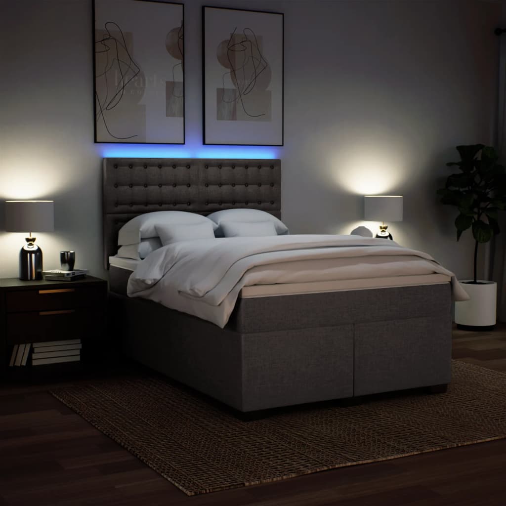 Sommier à lattes de lit avec matelas Taupe 140x200 cm Tissu - XIOS