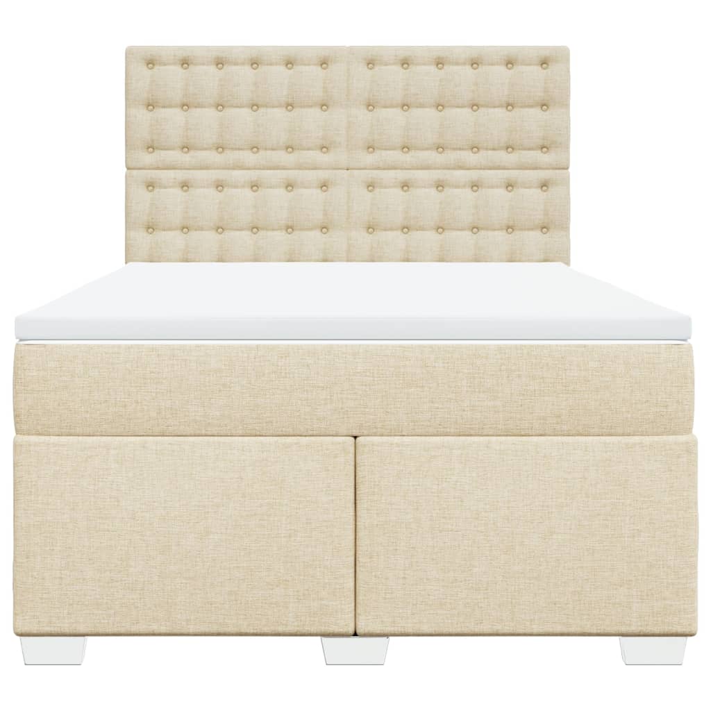 Sommier à lattes de lit avec matelas Crème 140x200 cm Tissu - XIOS