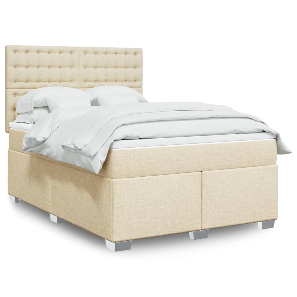 Sommier à lattes de lit avec matelas Crème 140x200 cm Tissu - XIOS