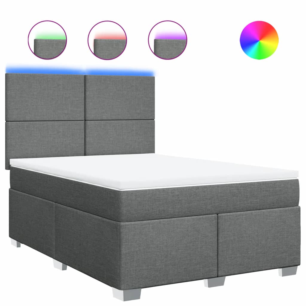 Sommier à lattes de lit avec matelas Gris foncé 160x200cm Tissu - XIOS