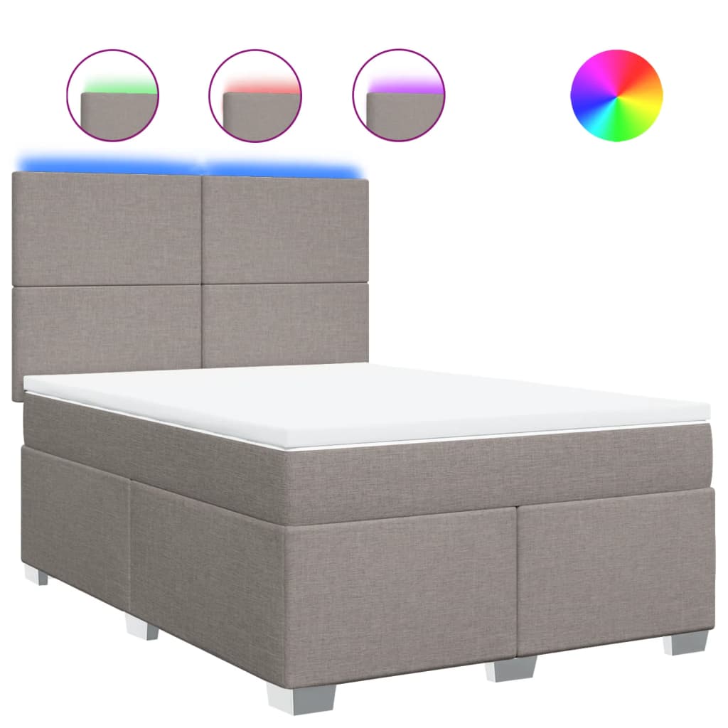 Sommier à lattes de lit avec matelas Taupe 160x200 cm Tissu - XIOS