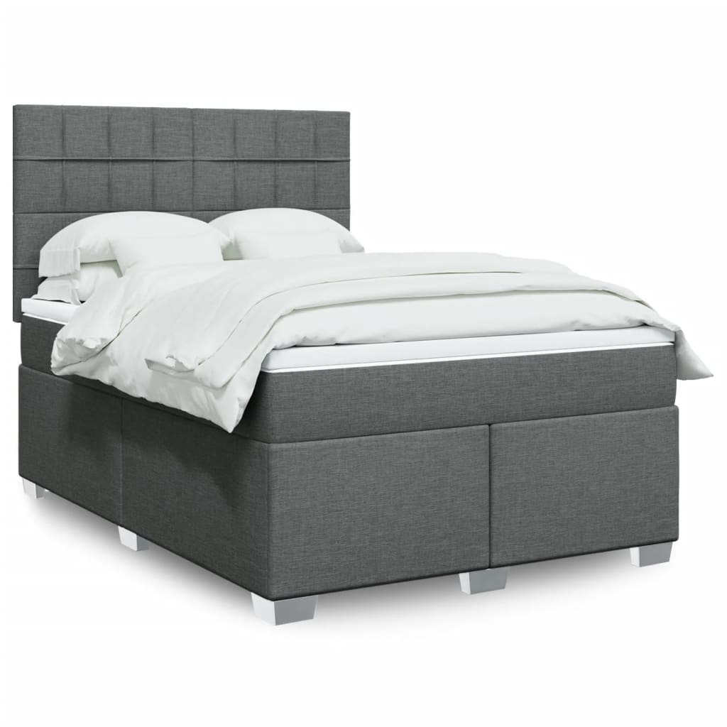 Sommier à lattes de lit avec matelas Gris foncé 160x200cm Tissu - XIOS