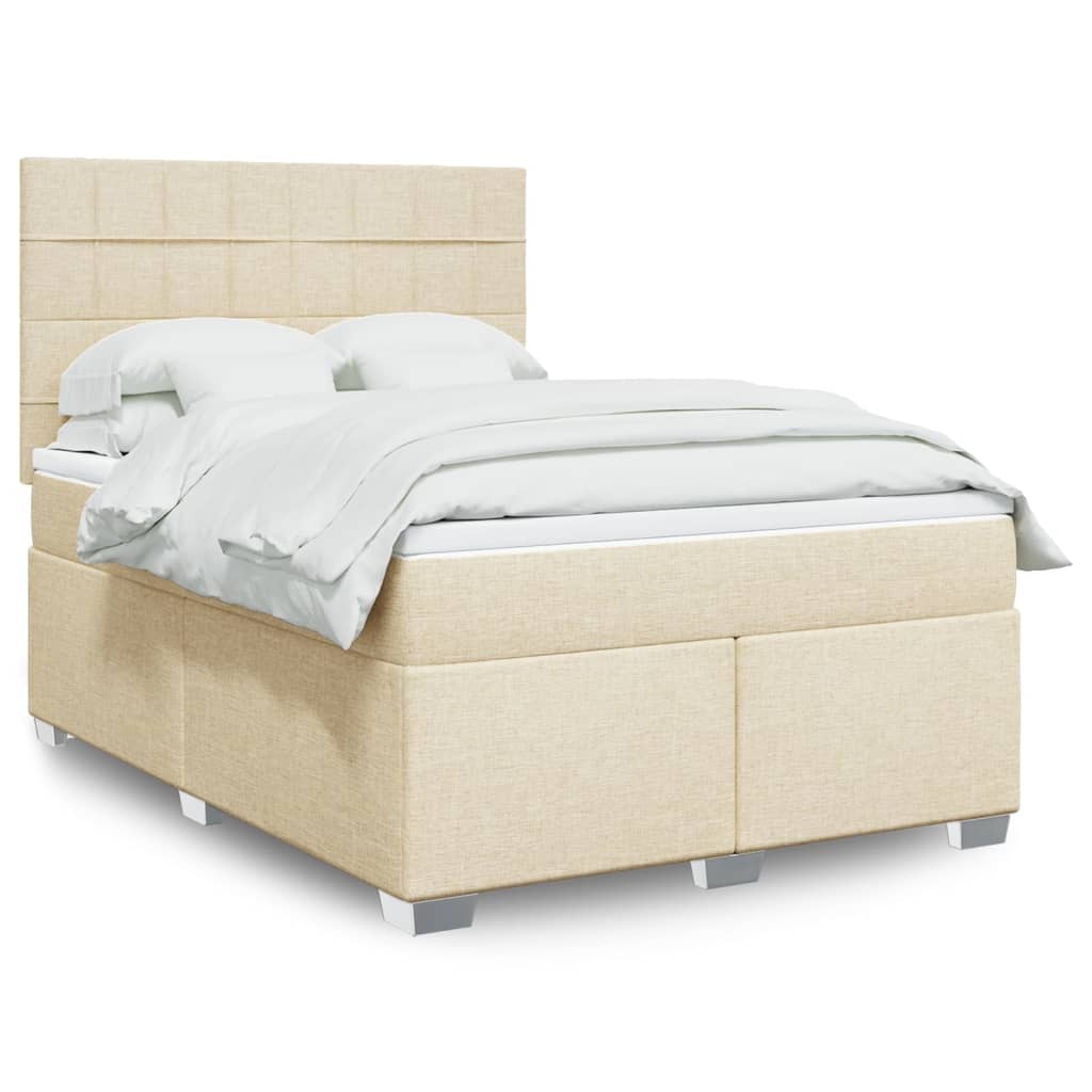 Sommier à lattes de lit avec matelas Crème 160x200 cm Tissu - XIOS