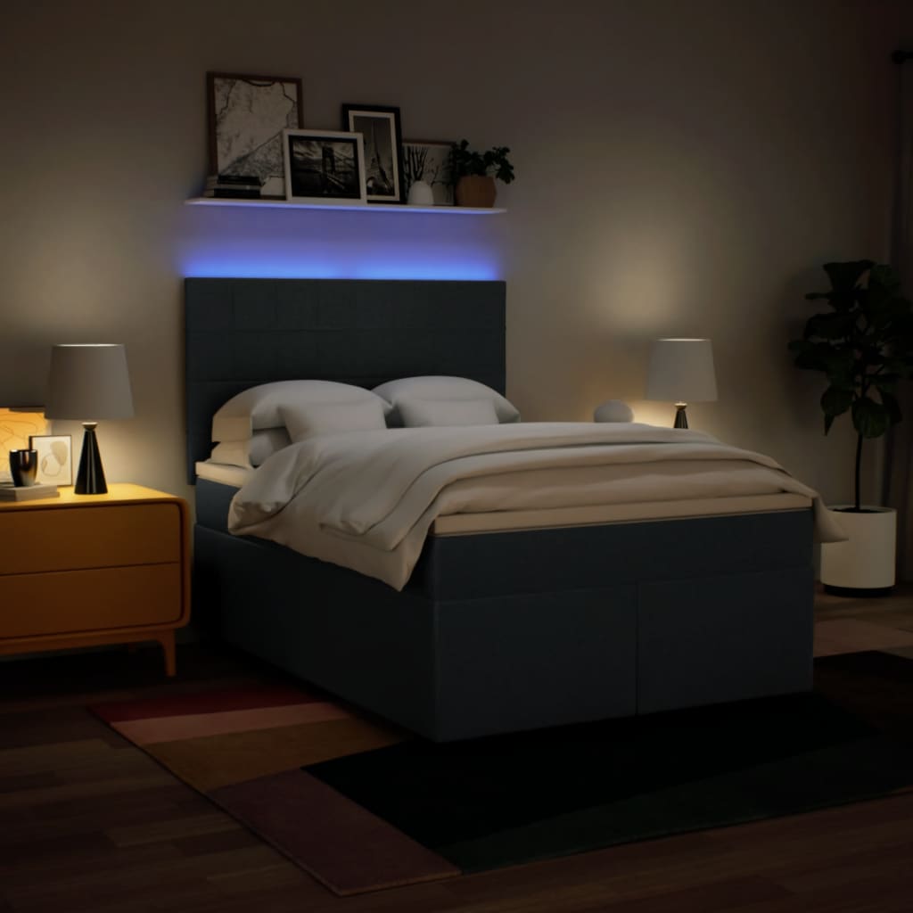 Sommier à lattes de lit avec matelas Bleu 160x200 cm Tissu - XIOS