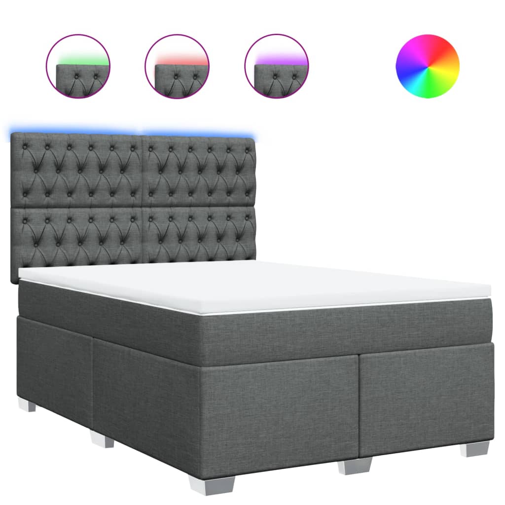Sommier à lattes de lit avec matelas Gris foncé 160x200cm Tissu - XIOS