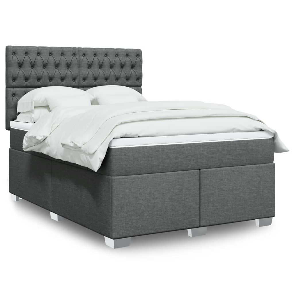 Sommier à lattes de lit avec matelas Gris foncé 160x200cm Tissu - XIOS
