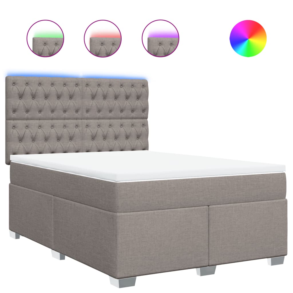 Sommier à lattes de lit avec matelas Taupe 160x200 cm Tissu - XIOS