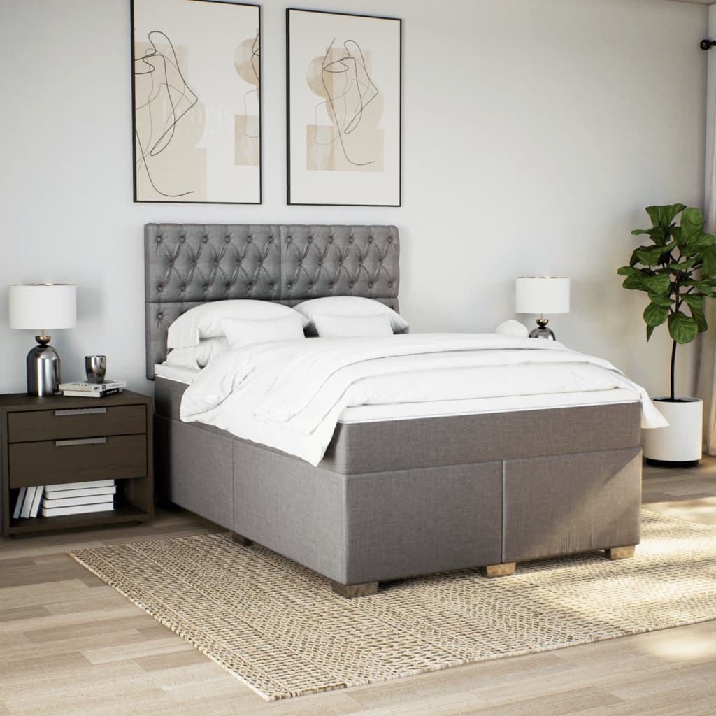 Sommier à lattes de lit avec matelas Taupe 160x200 cm Tissu - XIOS