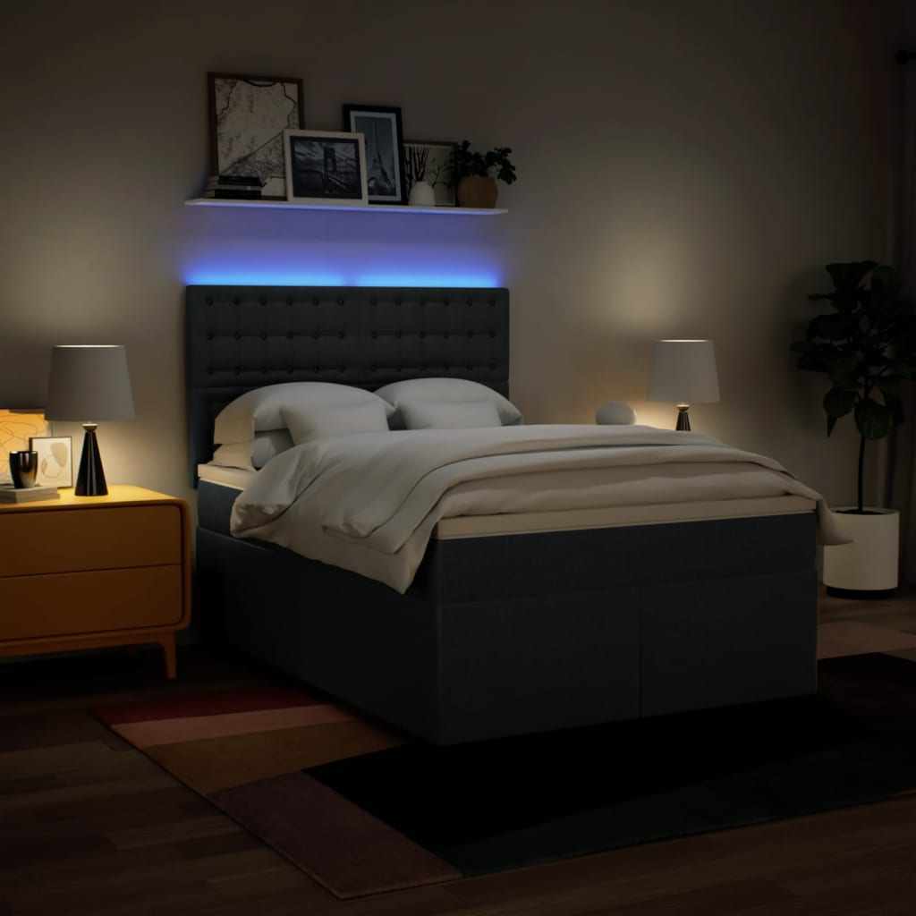 Sommier à lattes de lit avec matelas Bleu 160x200 cm Tissu - XIOS
