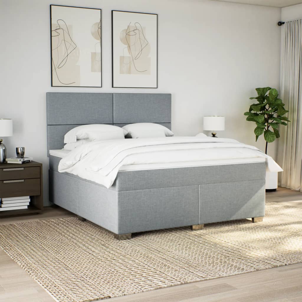 Sommier à lattes de lit avec matelas Gris clair 180x200cm Tissu - XIOS