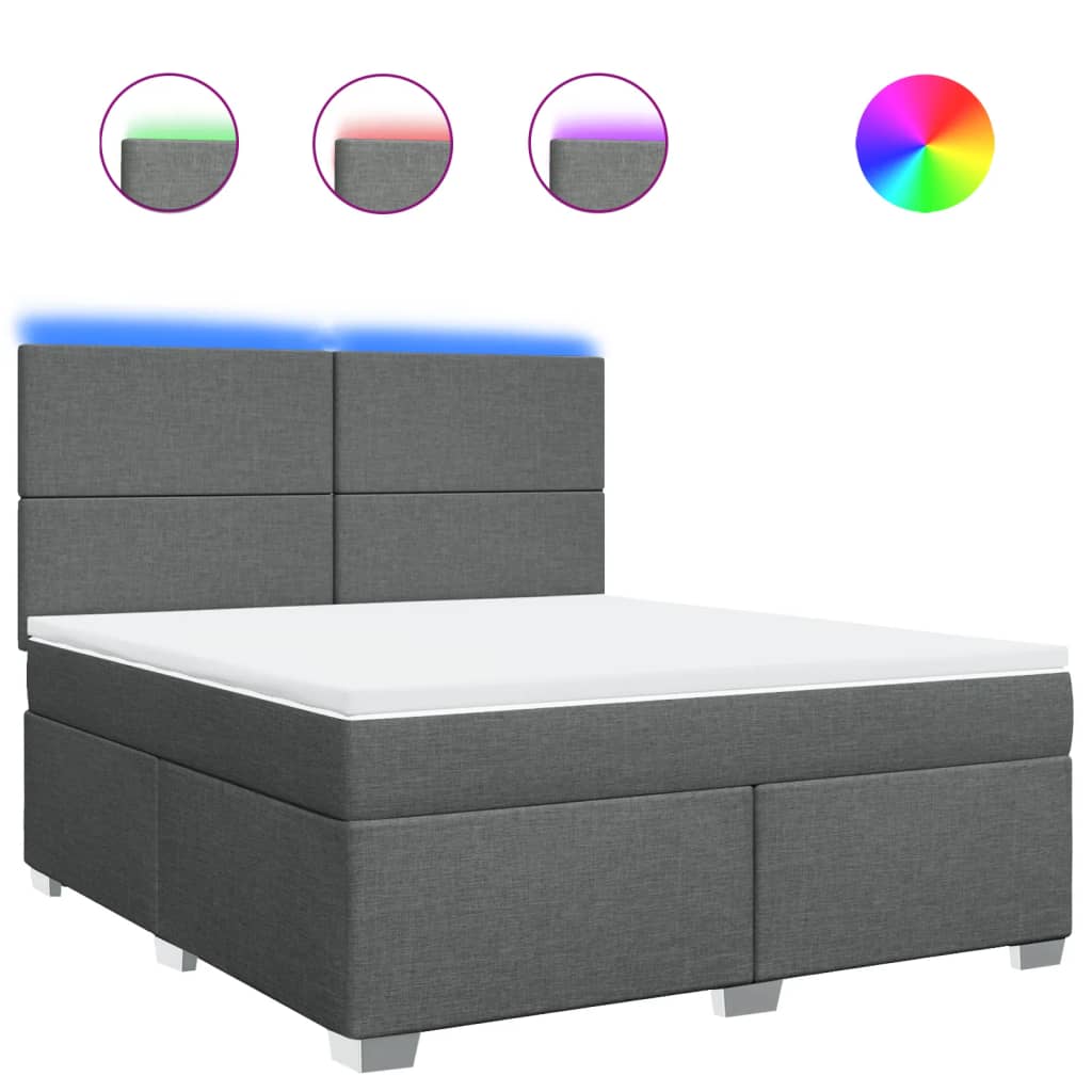 Sommier à lattes de lit avec matelas Gris foncé 180x200cm Tissu - XIOS