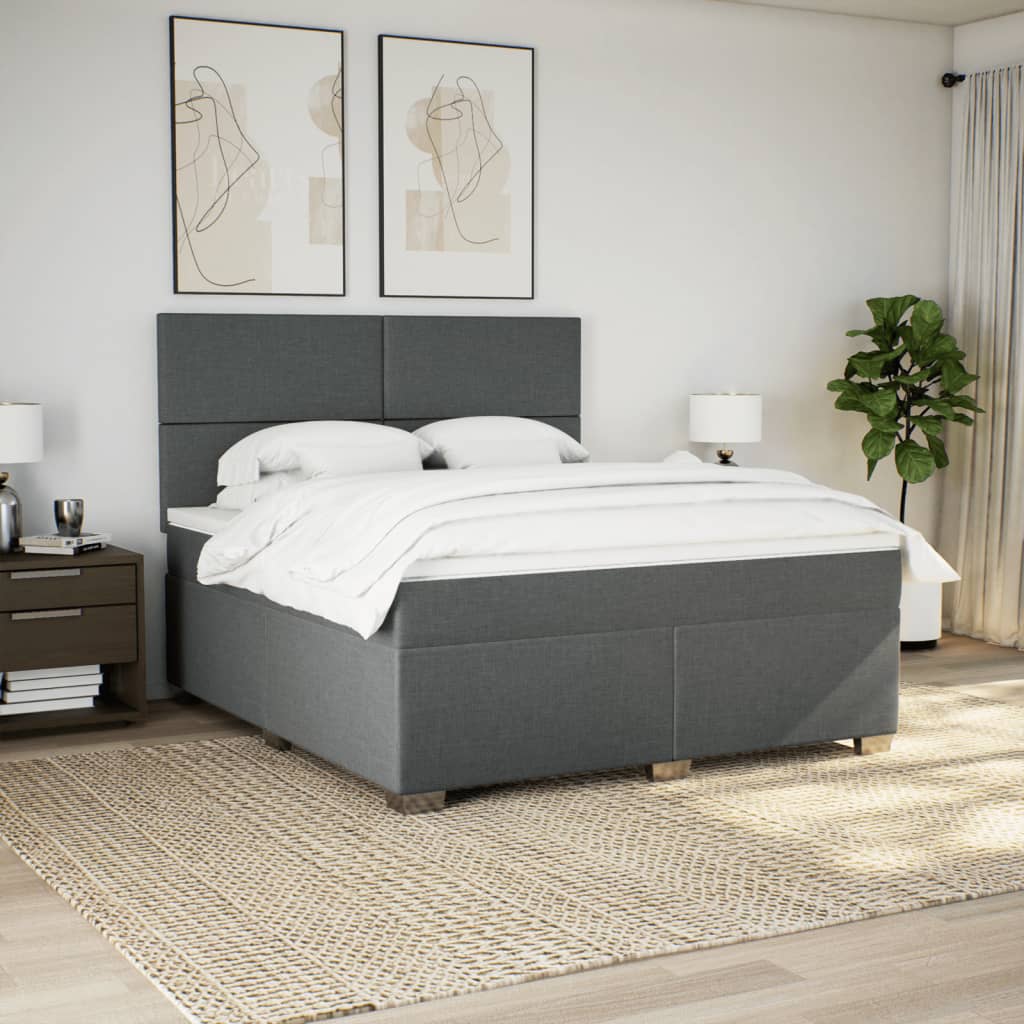 Sommier à lattes de lit avec matelas Gris foncé 180x200cm Tissu - XIOS