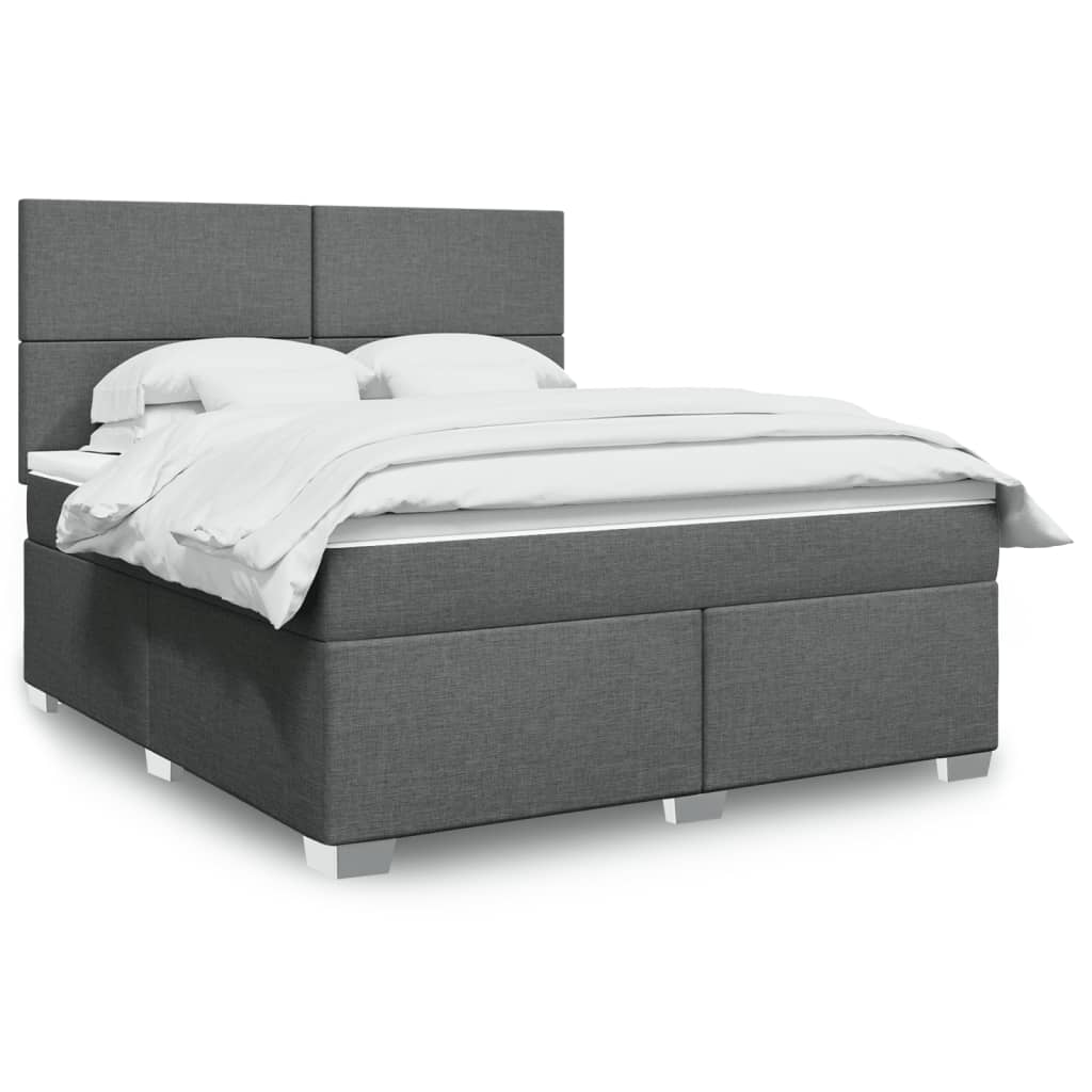 Sommier à lattes de lit avec matelas Gris foncé 180x200cm Tissu - XIOS