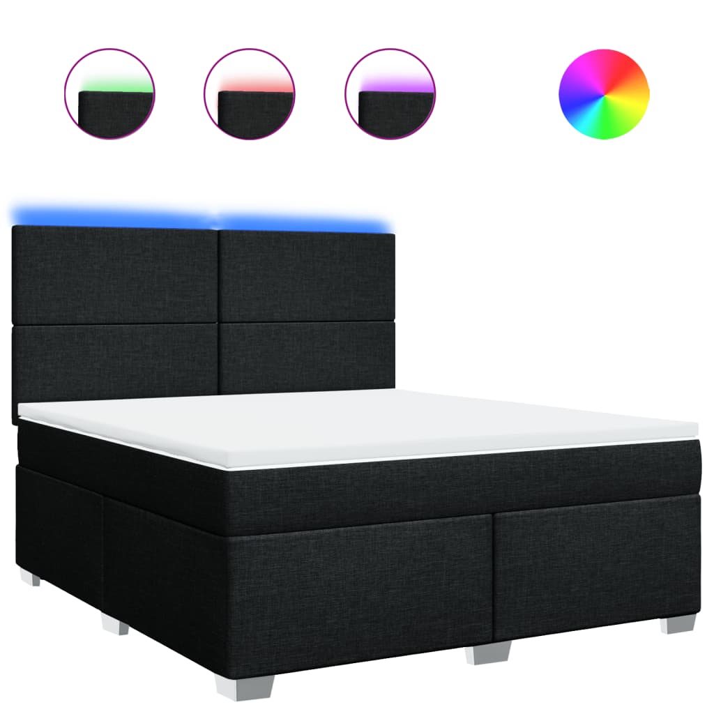 Sommier à lattes de lit avec matelas Noir 180x200 cm Tissu - XIOS