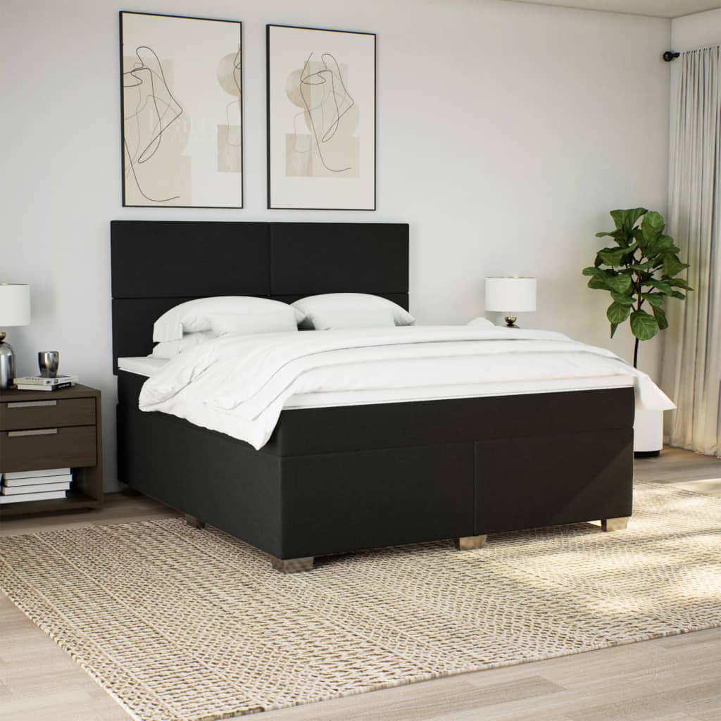 Sommier à lattes de lit avec matelas Noir 180x200 cm Tissu - XIOS