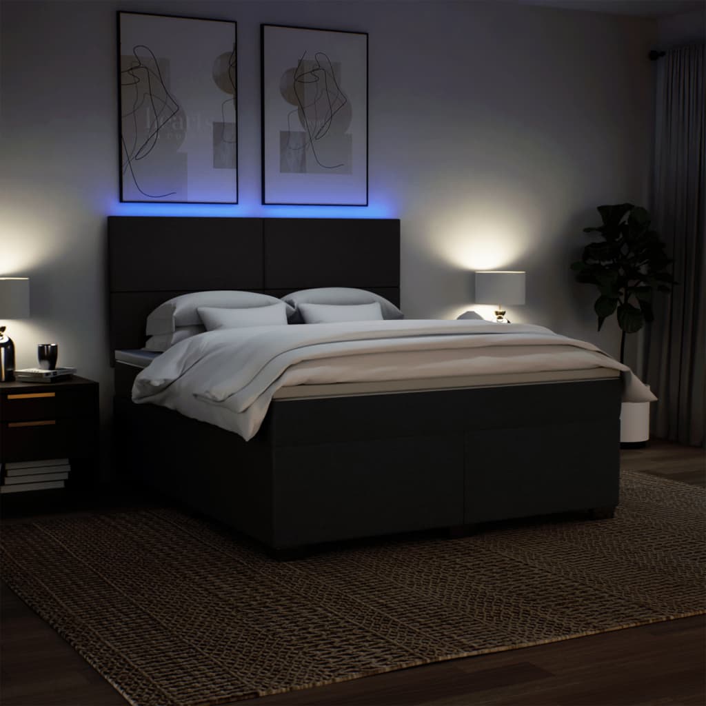 Sommier à lattes de lit avec matelas Noir 180x200 cm Tissu - XIOS