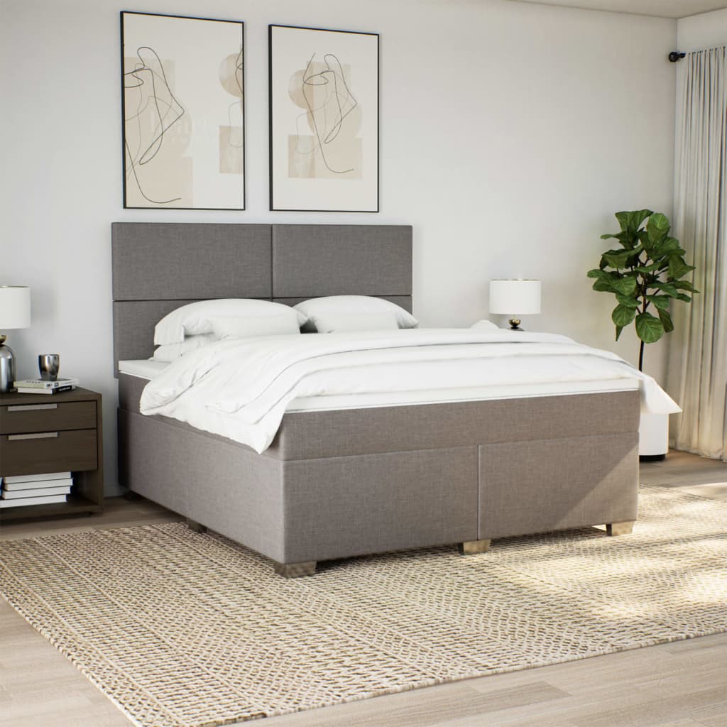Sommier à lattes de lit avec matelas Taupe 180x200 cm Tissu - XIOS