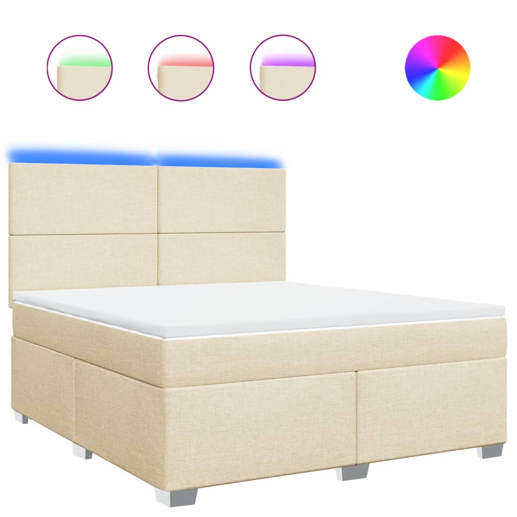 Sommier à lattes de lit avec matelas Crème 180x200 cm Tissu - XIOS