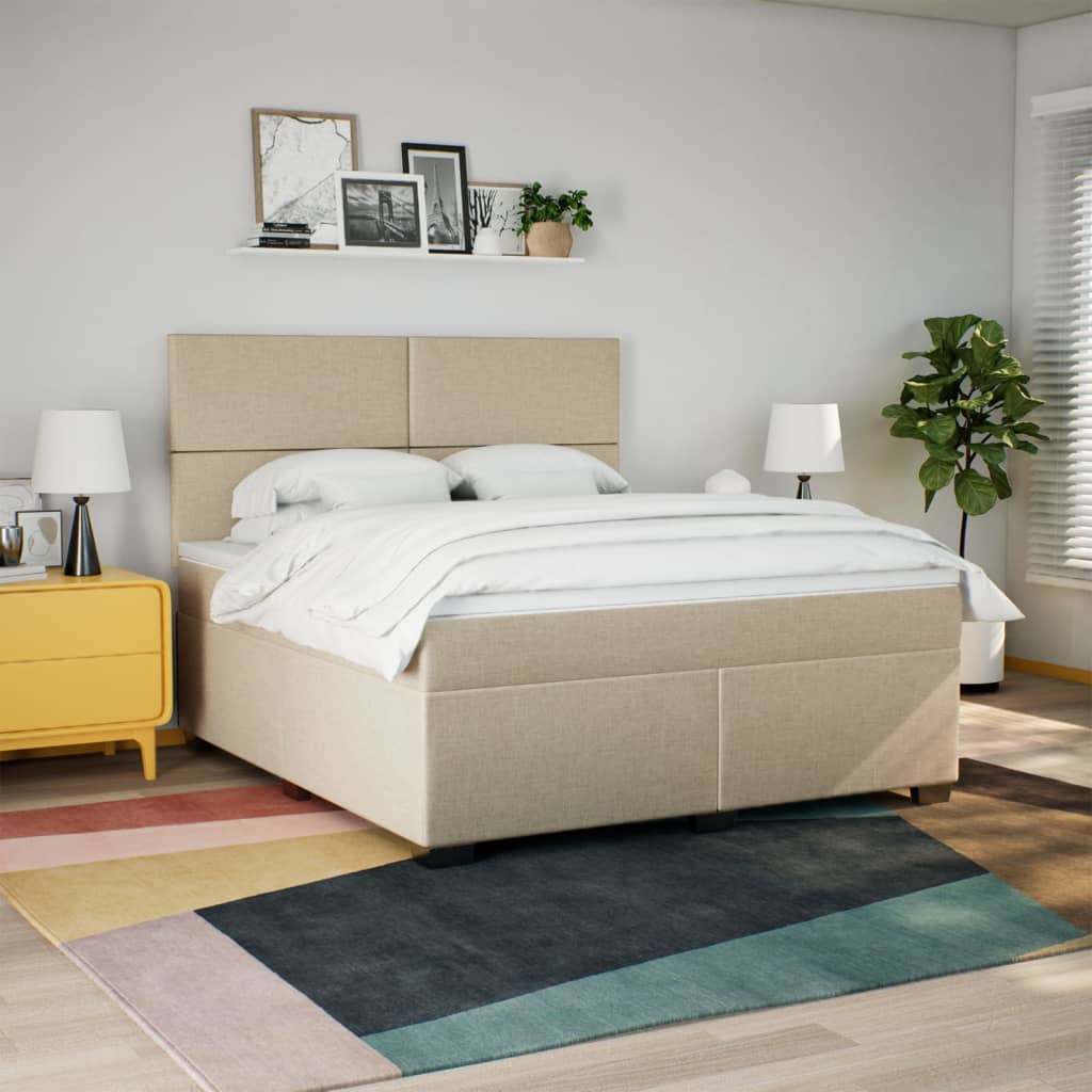 Sommier à lattes de lit avec matelas Crème 180x200 cm Tissu - XIOS