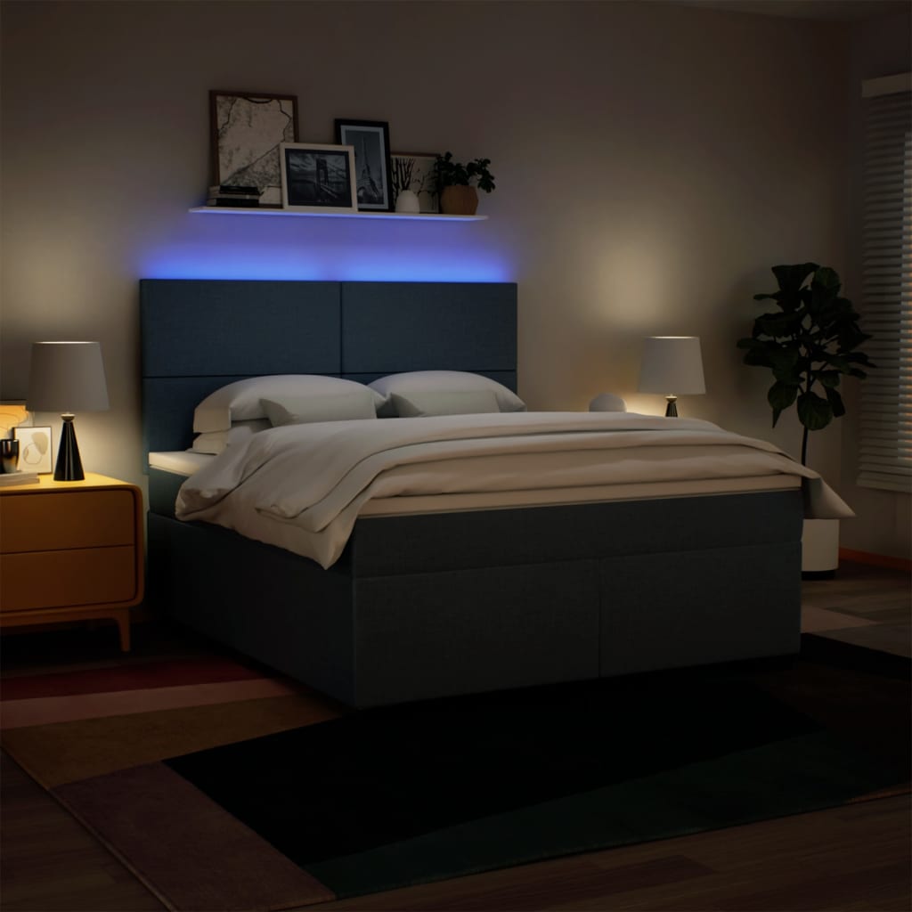 Sommier à lattes de lit avec matelas Bleu 180x200 cm Tissu - XIOS
