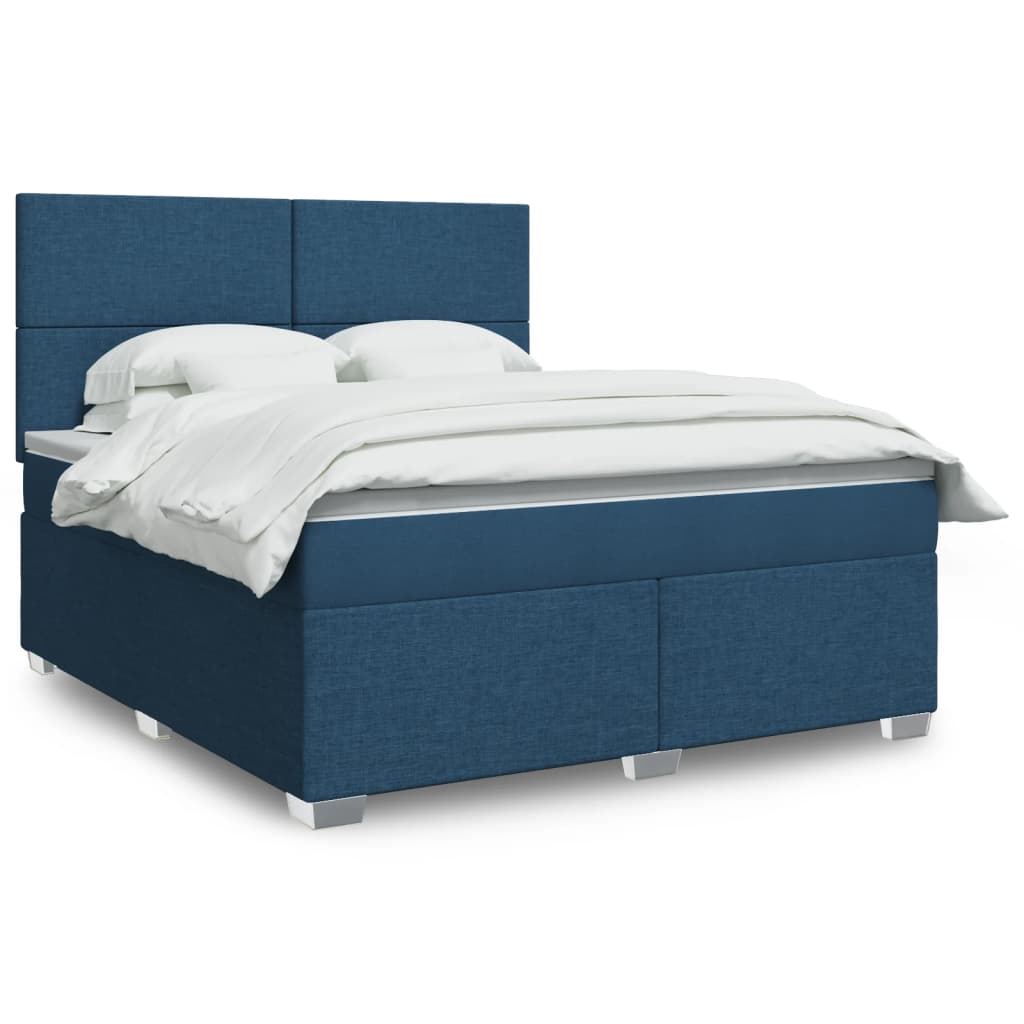 Sommier à lattes de lit avec matelas Bleu 180x200 cm Tissu - XIOS