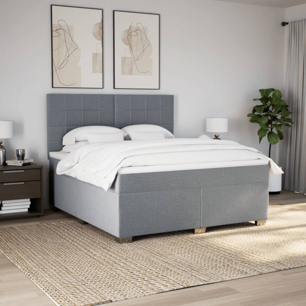 Sommier à lattes de lit avec matelas Gris clair 180x200cm Tissu - XIOS