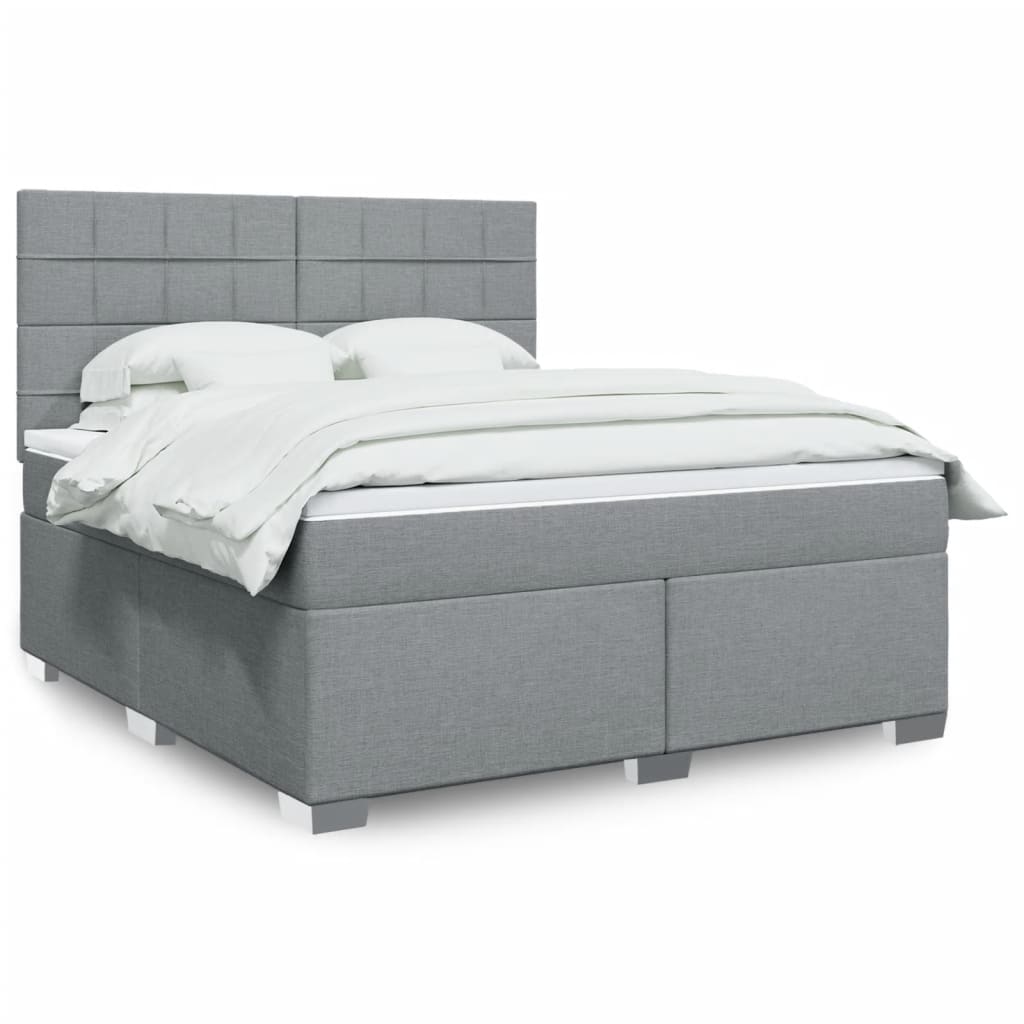 Sommier à lattes de lit avec matelas Gris clair 180x200cm Tissu - XIOS