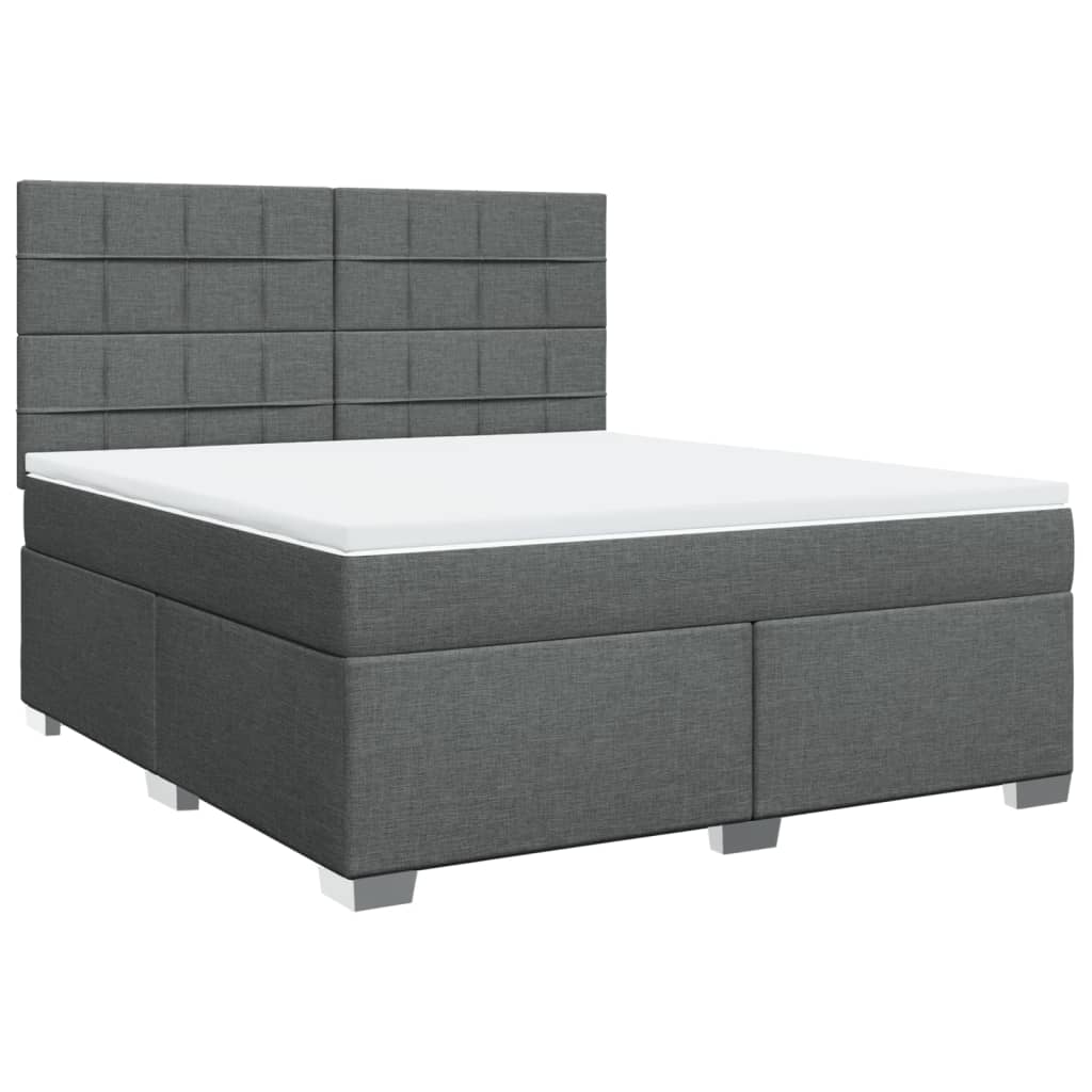 Sommier à lattes de lit avec matelas Gris foncé 180x200cm Tissu - XIOS