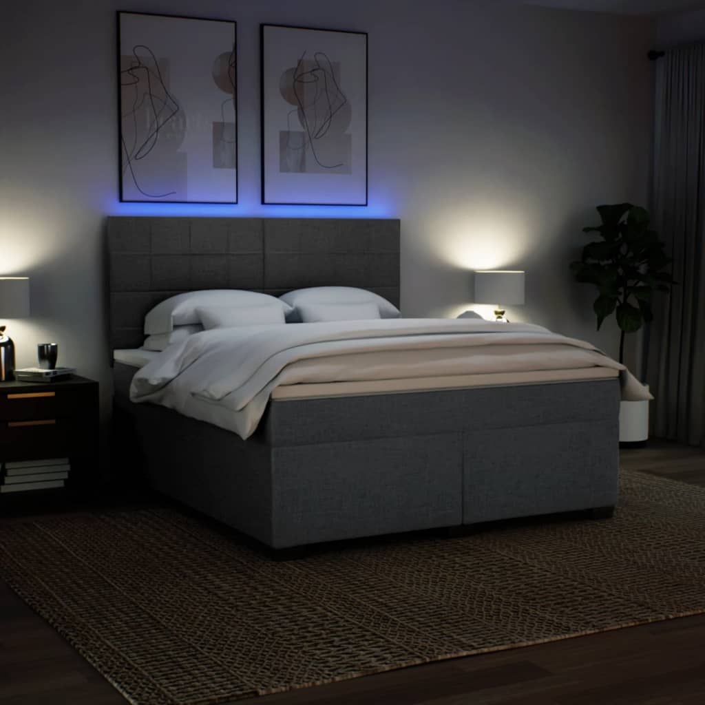 Sommier à lattes de lit avec matelas Gris foncé 180x200cm Tissu - XIOS