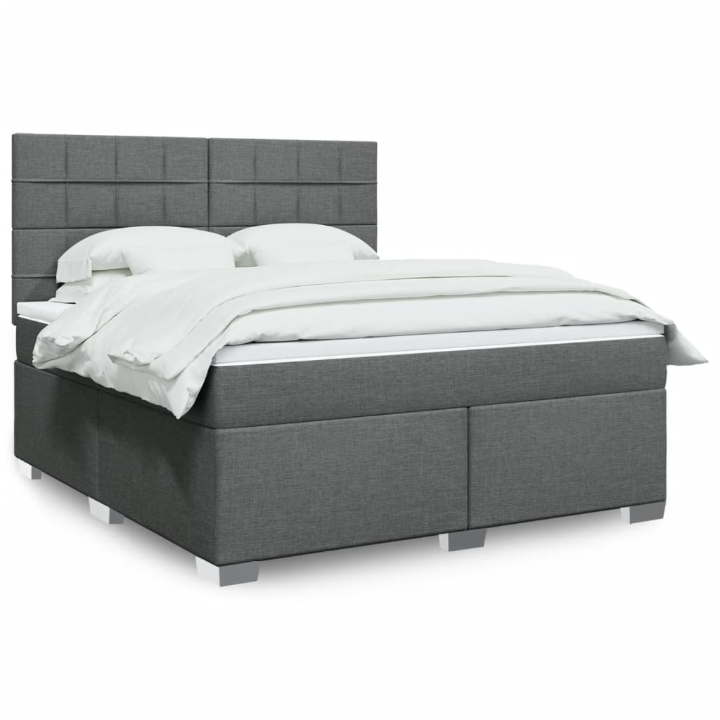 Sommier à lattes de lit avec matelas Gris foncé 180x200cm Tissu - XIOS