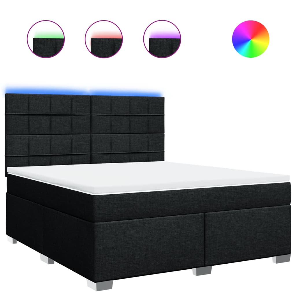 Sommier à lattes de lit avec matelas Noir 180x200 cm Tissu - XIOS