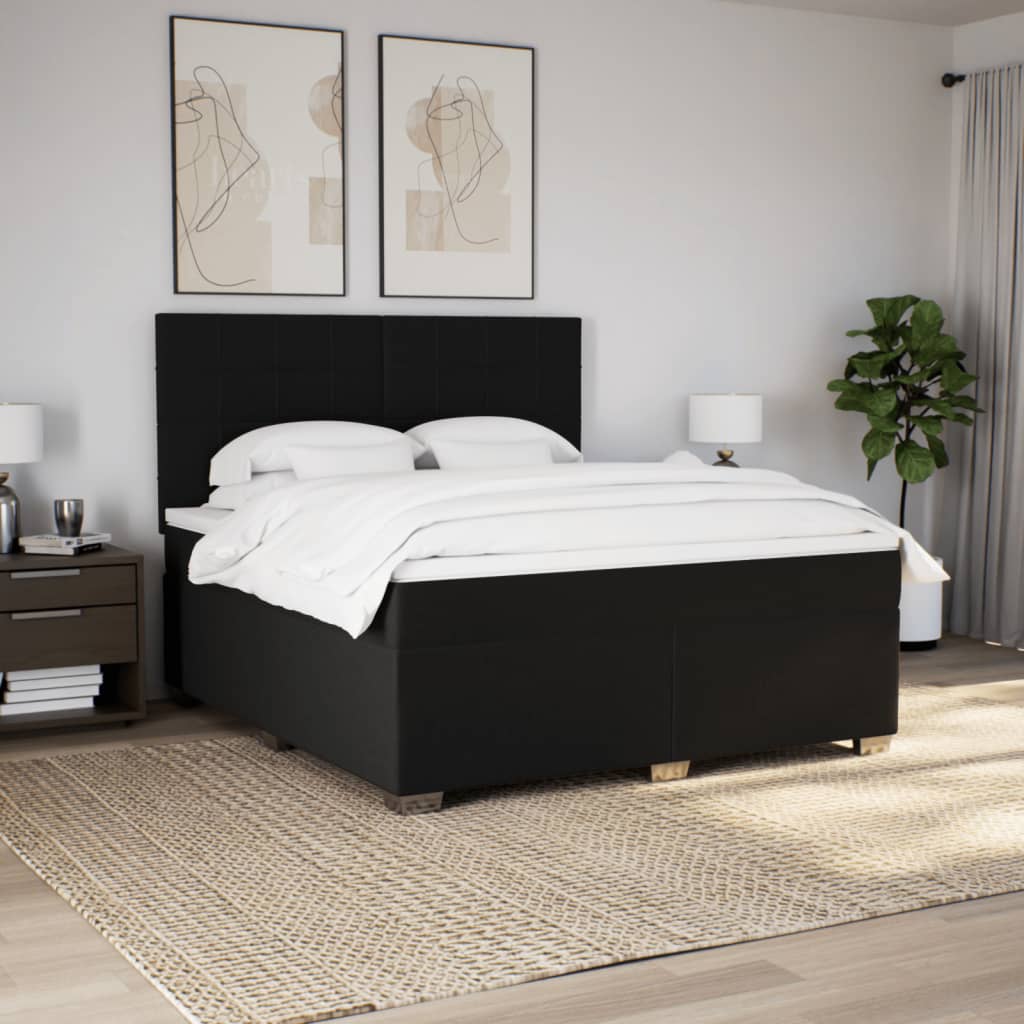 Sommier à lattes de lit avec matelas Noir 180x200 cm Tissu - XIOS