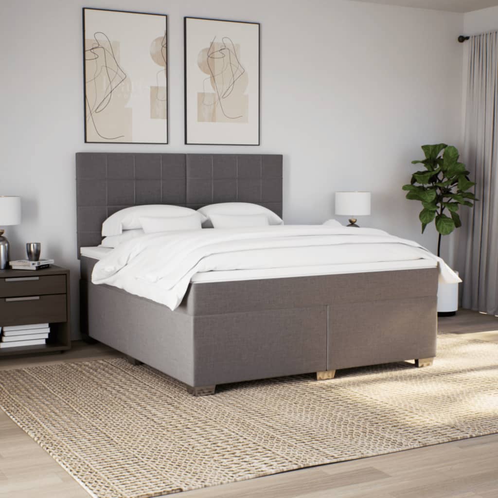 Sommier à lattes de lit avec matelas Taupe 180x200 cm Tissu - XIOS