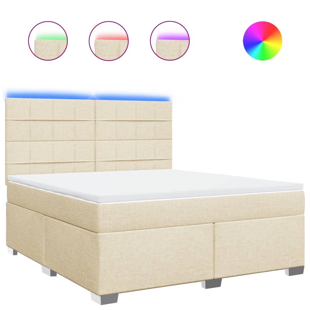 Sommier à lattes de lit avec matelas Crème 180x200 cm Tissu - XIOS