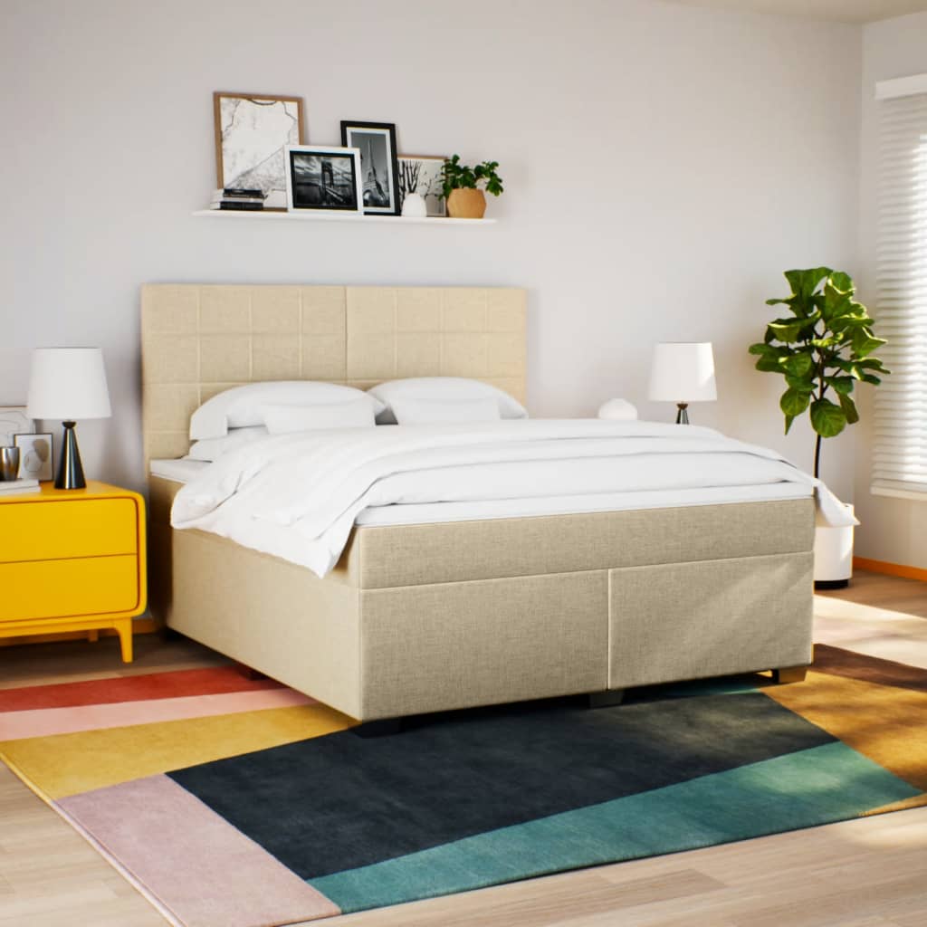 Sommier à lattes de lit avec matelas Crème 180x200 cm Tissu - XIOS