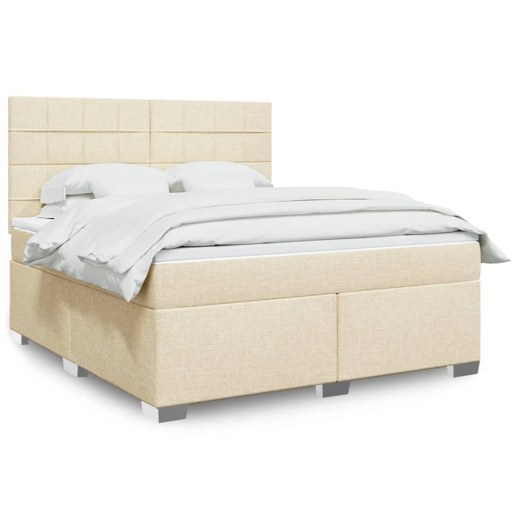 Sommier à lattes de lit avec matelas Crème 180x200 cm Tissu - XIOS
