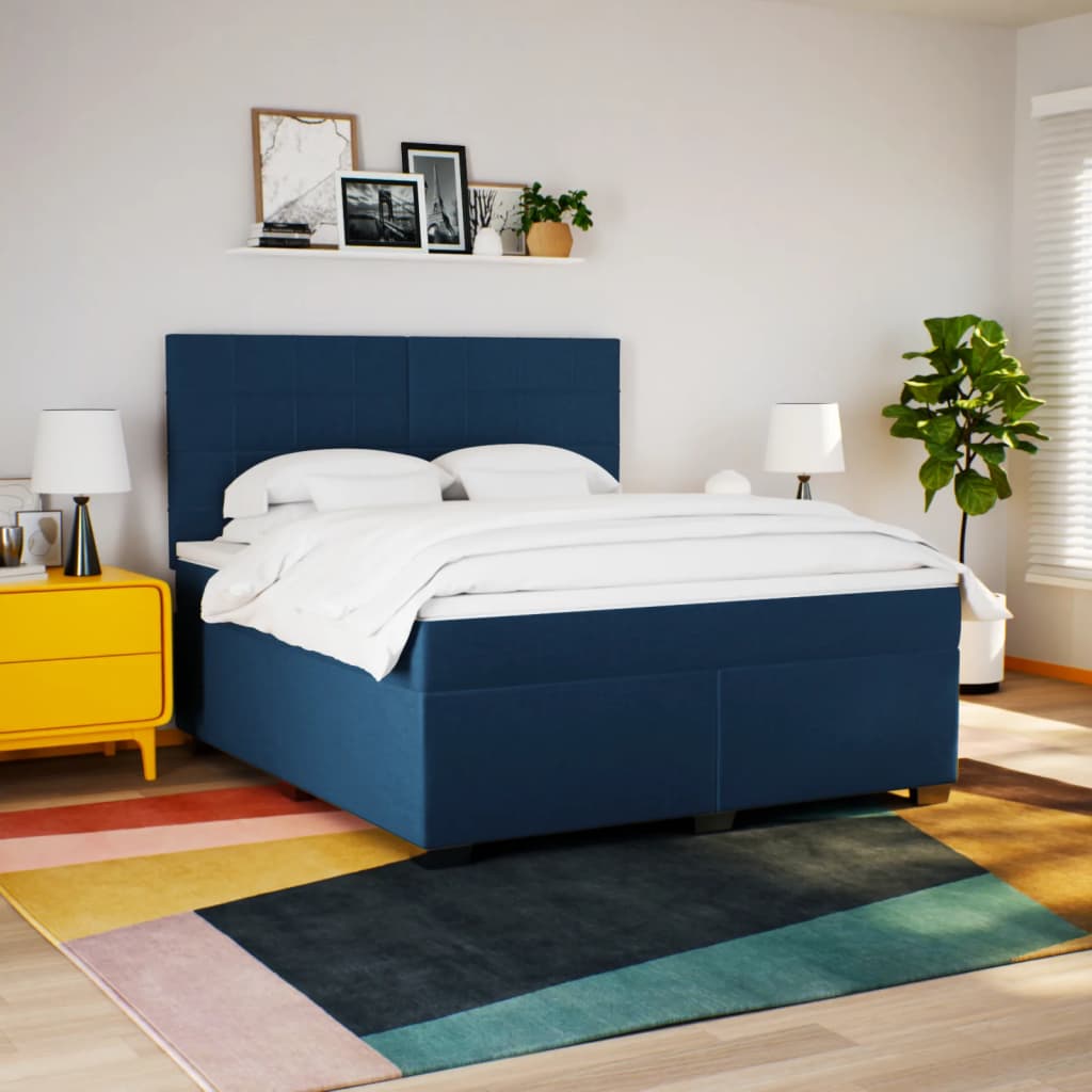 Sommier à lattes de lit avec matelas Bleu 180x200 cm Tissu - XIOS