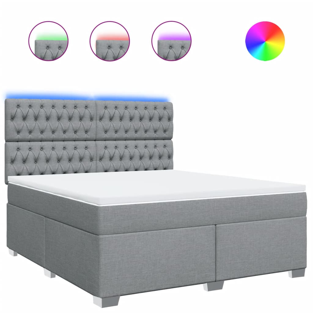 Sommier à lattes de lit avec matelas Gris clair 180x200cm Tissu - XIOS