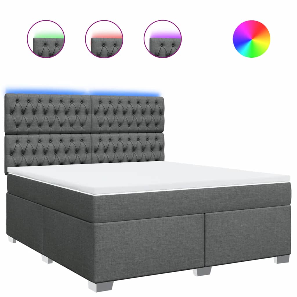 Sommier à lattes de lit avec matelas Gris foncé 180x200cm Tissu - XIOS
