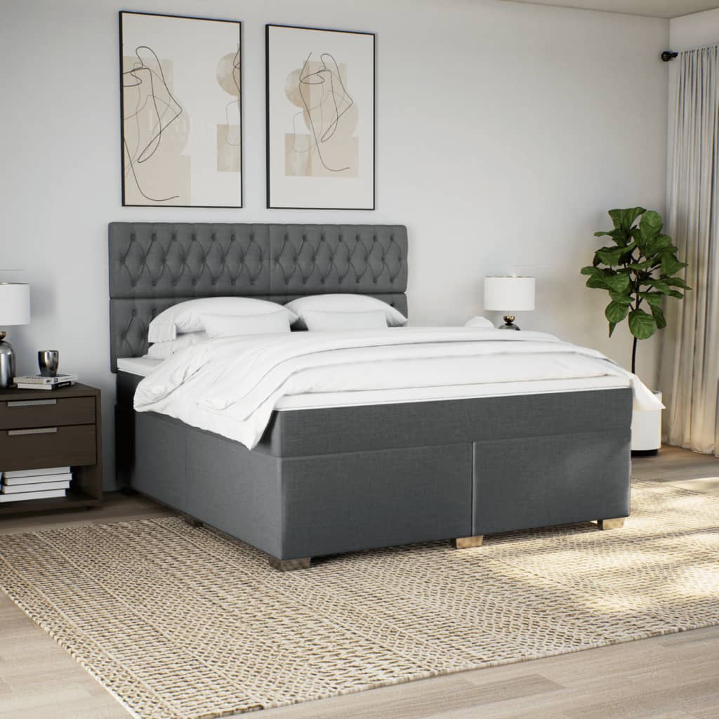 Sommier à lattes de lit avec matelas Gris foncé 180x200cm Tissu - XIOS
