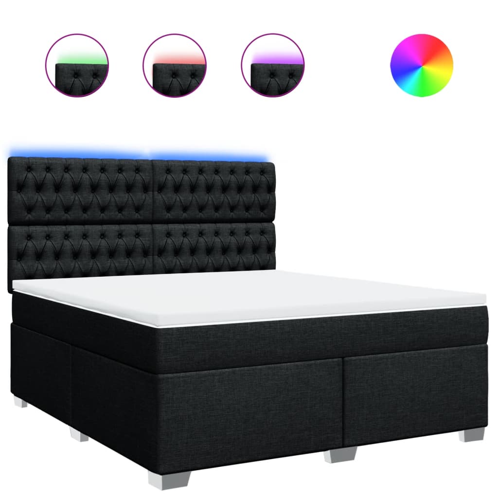 Sommier à lattes de lit avec matelas Noir 180x200 cm Tissu - XIOS