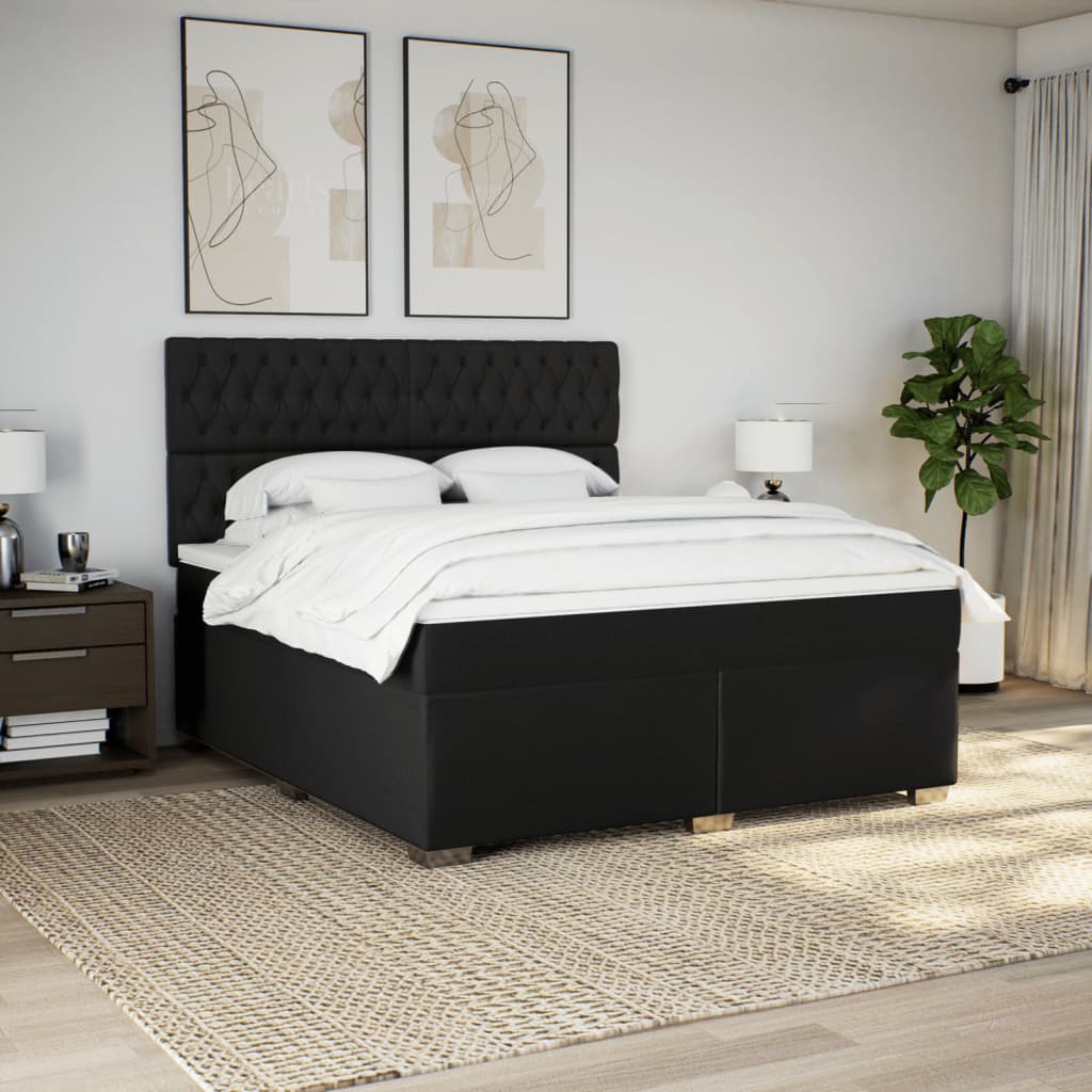 Sommier à lattes de lit avec matelas Noir 180x200 cm Tissu - XIOS