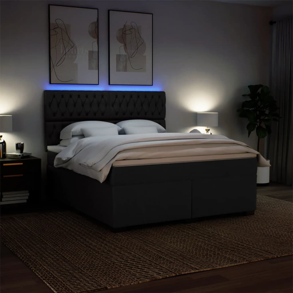 Sommier à lattes de lit avec matelas Noir 180x200 cm Tissu - XIOS