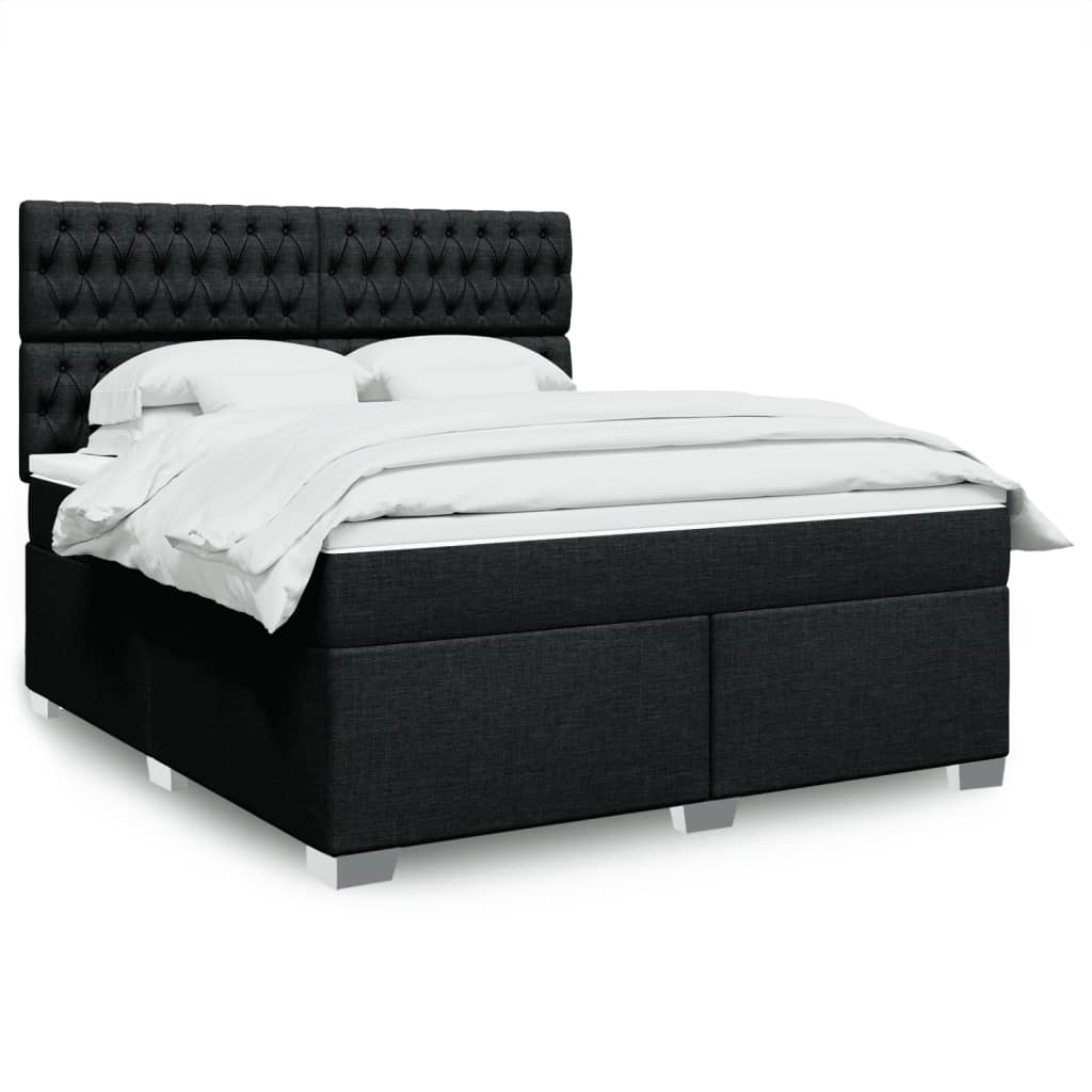 Sommier à lattes de lit avec matelas Noir 180x200 cm Tissu - XIOS
