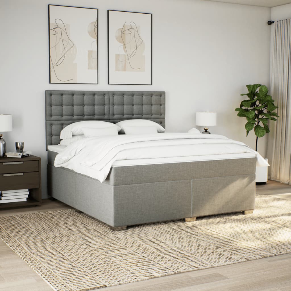 Sommier à lattes de lit avec matelas Gris clair 180x200cm Tissu - XIOS