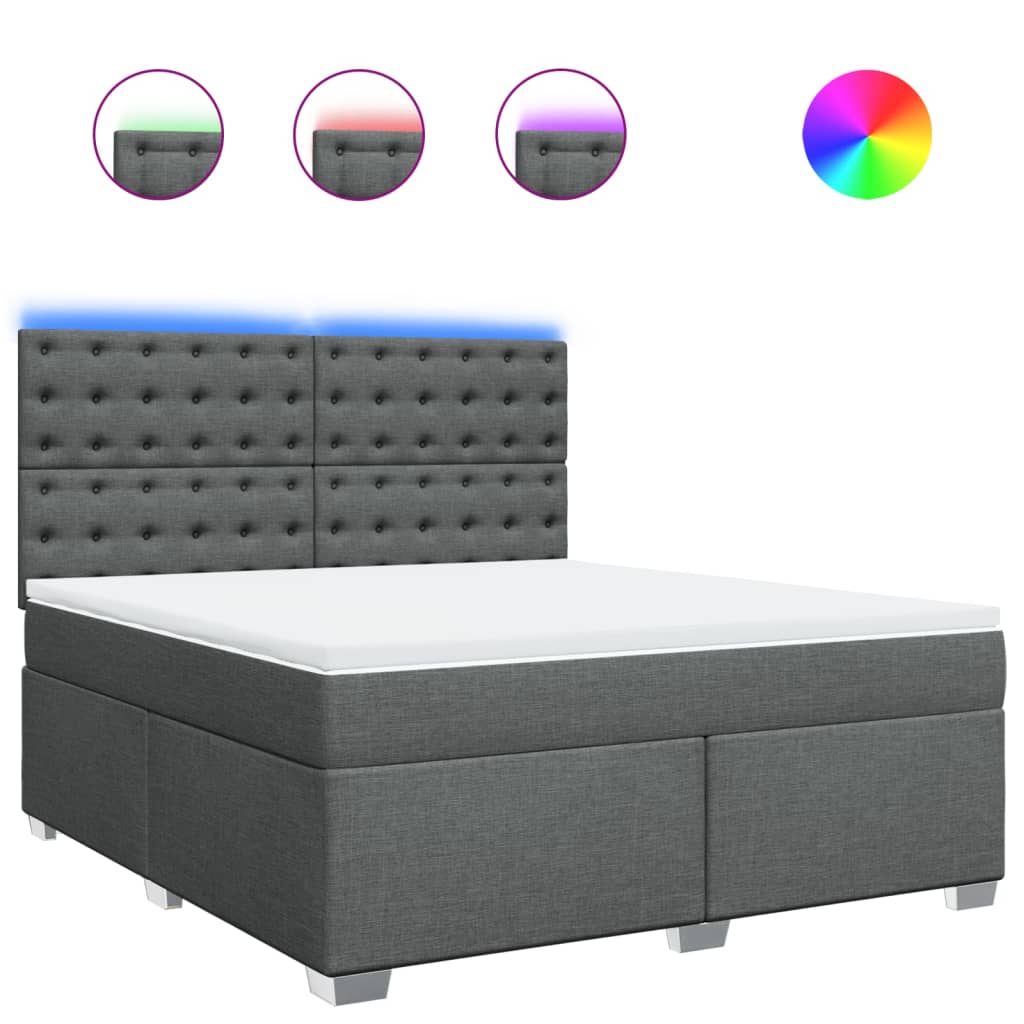 Sommier à lattes de lit avec matelas Gris foncé 180x200cm Tissu - XIOS